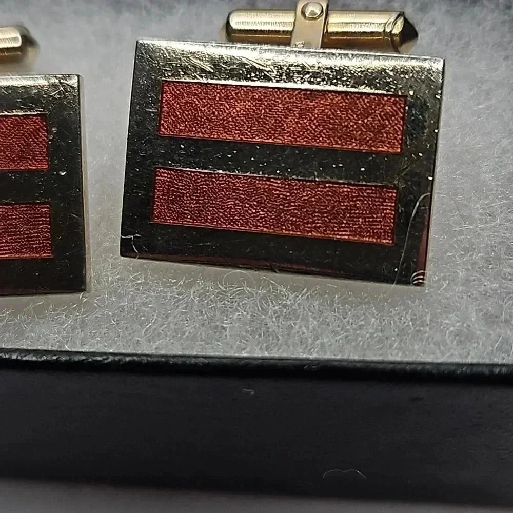Christian Dior Bullet Back Gold Tone Equality Cufflinks and Tie bar